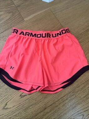 Under Armour Women’s Neon Pink Athletic Shorts with Black Trim